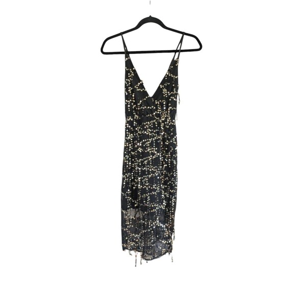 Unbranded Dresses & Skirts - Black Sequin Mini Dress Size Small Tie Back